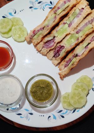 A picture of Curd Cucumber Sandwich.