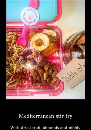 A picture of Mediterranean stir fry and nibbly bits!.