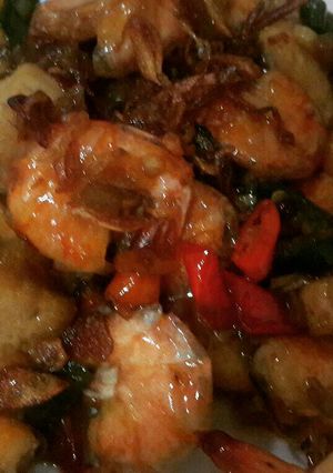 Foto resep Tumis udang tahu sutra