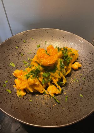 A picture of Spaghetti con Bisque di Gamberi.