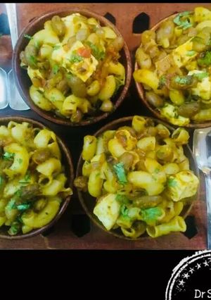A picture of Macaroni with Beans and cheese.