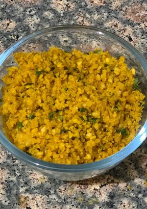 A picture of Vatli dal / grounded lentils.