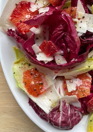 A picture of Blood orange and bitter leaf salad.