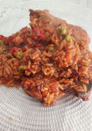 Una foto de Arroz con costilla adobadas