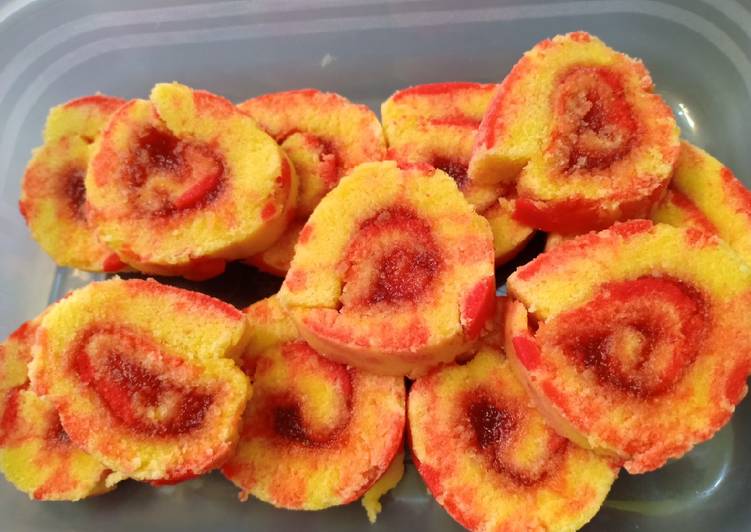 Resep Bolu gulung motif 2 telur Anti Gagal