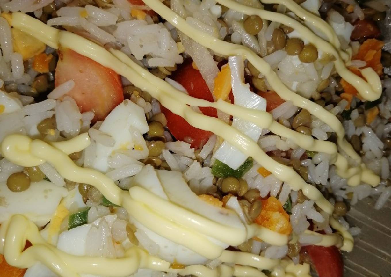 Ensalada de arroz, lentejas, tomate y más 🤗