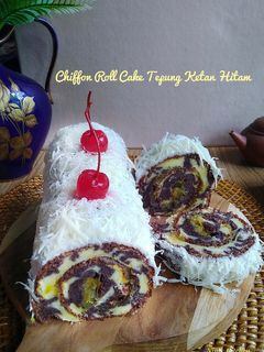 Foto resep Black Hurricane Chiffon Roll Cake Ketan Hitam