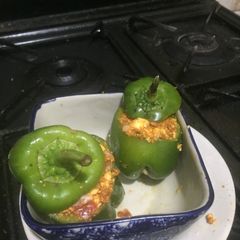 A picture of Stuffed capsicum with paneer.