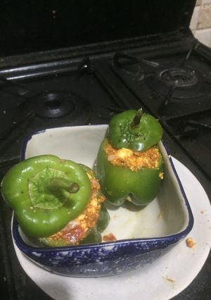 A picture of Stuffed capsicum with paneer.