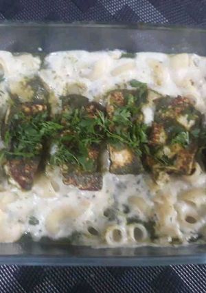 A picture of Cottage Cheese Macaroni Alfredo.