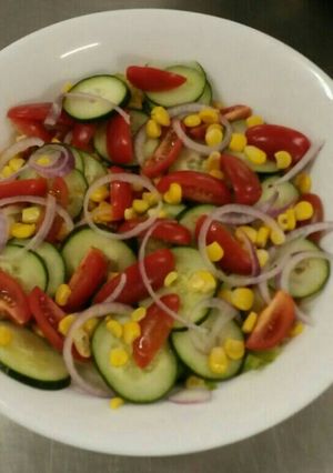 A picture of Sweetcorn and cucumber salad.