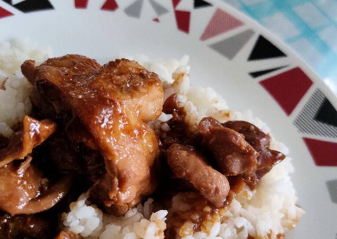 Chicken adobo with Chicken gizzard and liver