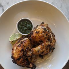 Spiced chicken with chutney A picture of Spiced chicken with chutney.