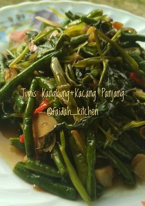 Foto resep Tumis kangkung+kacang panjang