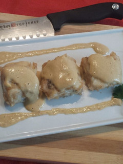 Una foto de Bacalao con salsa de la huerta