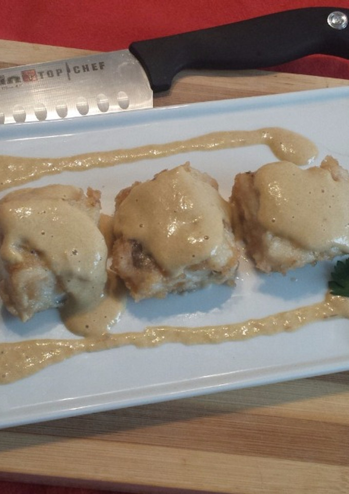 Una foto de Bacalao con salsa de la huerta
