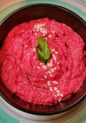 A picture of Beet Hummus.