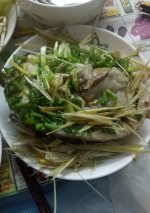 Hình của món Cá trắm hấp bia.