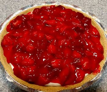 Unique Cuisine Cream cheese pie with strawberry topping Delicious Perfect