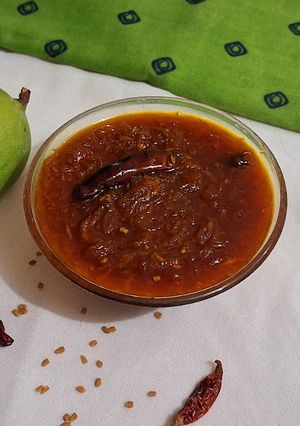 A picture of Raw mango Instant Chunda (vaghariyu).