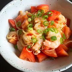 A picture of Spicy Prawn & Tomato Angel Hair Pasta (Capellini).