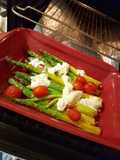 Asparagus with burrata in the oven