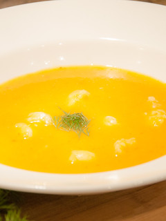 A picture of Spicy Fennel and Red Pepper Seafood Soup.