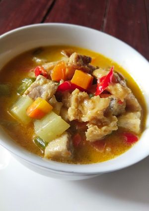 Foto resep Lodeh Tetelan Kepala Sapi Gembus Labu Siam Kacang Panjang