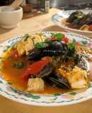 Spicy fish + mussel tomato stew
