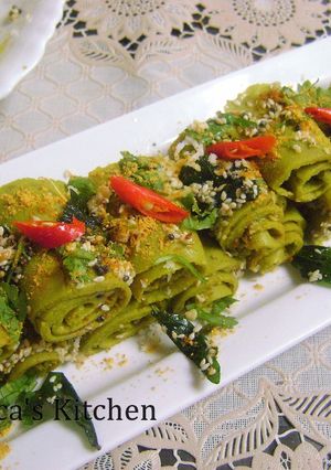 A picture of # Ramadan Special - Stuffed Spinach Khandvi.