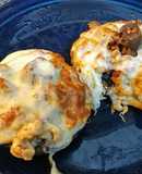 Air Fryer Sausage Stuffed Portobello Mushrooms with Provolone