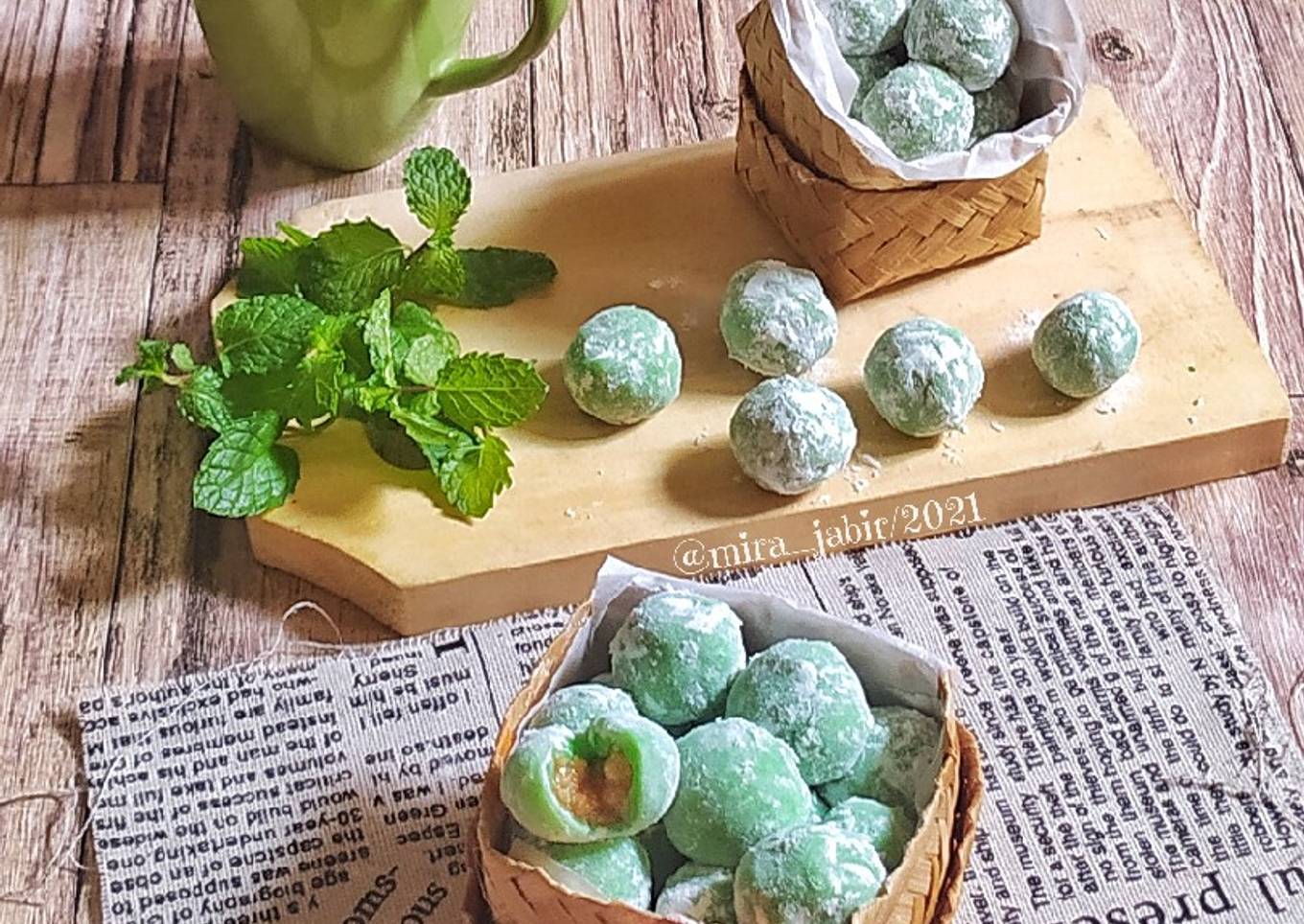 Resep Mochi Pandan Susu Isi Kacang