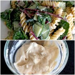 A picture of My Chinese Salt & Peppered Sour Cream Pasta Salad 💙.