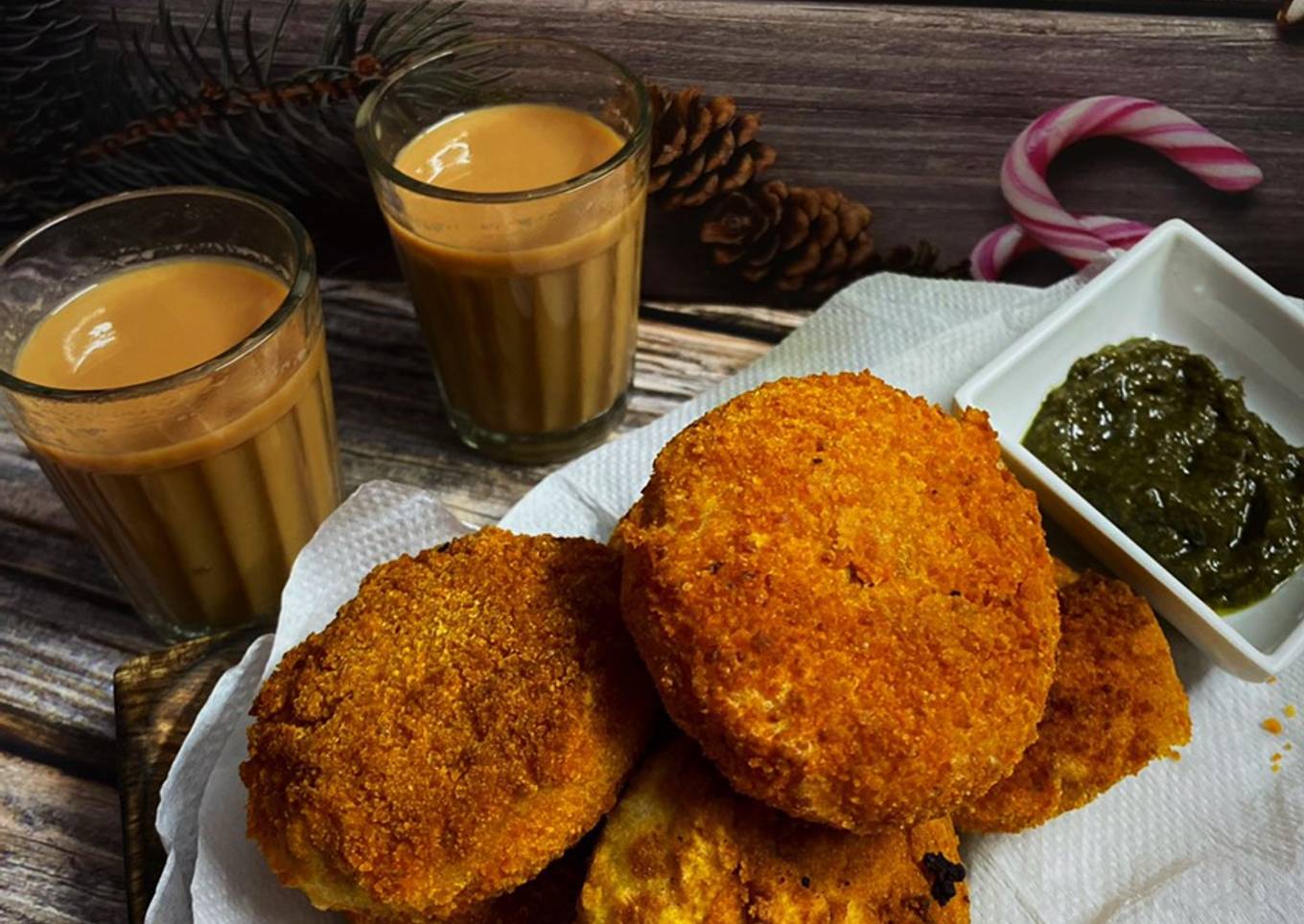 Cottage Cheese Pea Croquettes (chana koraishutir chop bong style)
