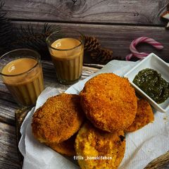 Cottage Cheese Pea Croquettes (chana koraishutir chop bong style) A picture of Cottage Cheese Pea Croquettes (chana koraishutir chop bong style).