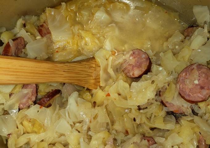 Steps to Make Quick Cabbage and sausage with sauerkraut