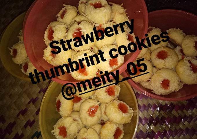 Strawberry thumbrint cookies