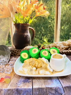 Foto resep Es Pisang Ijo with Butterscotch Sauce