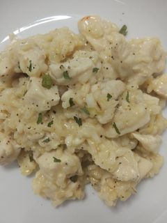 Una foto de Risotto pollo y puerro