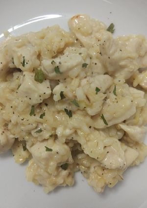 Una foto de Risotto pollo y puerro