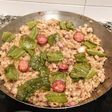 Migas de pan con panceta, pimientos y chorizo