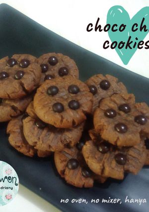 Foto resep Choco chips cookies no oven, no mixer