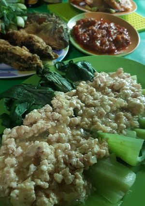 Foto resep Sawi siram daging ayam