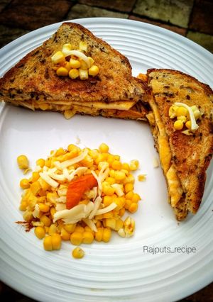 A picture of Cheesy corn paneer Sandwich.