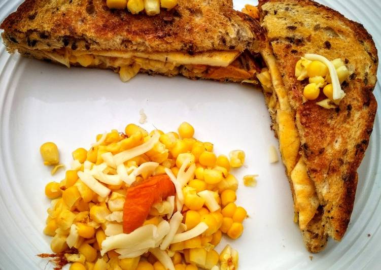 Recipe of Speedy Cheesy corn paneer Sandwich