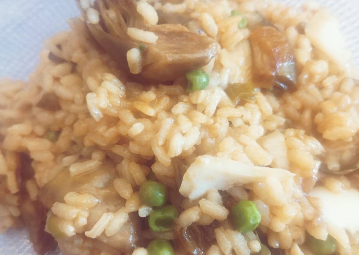 Arroz de bacalao con alcachofa