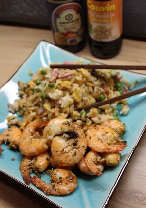 Une photo de Crevettes sautées au Sésame