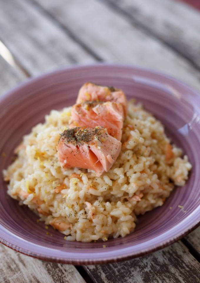 Una foto de Risotto de salmón para chuparse los dedos!