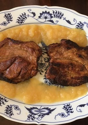A picture of California Farm Griddled Barbecued Pork Steaks.