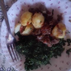 A picture of Boiled Goat Meat & Emmanuel Spinach :).